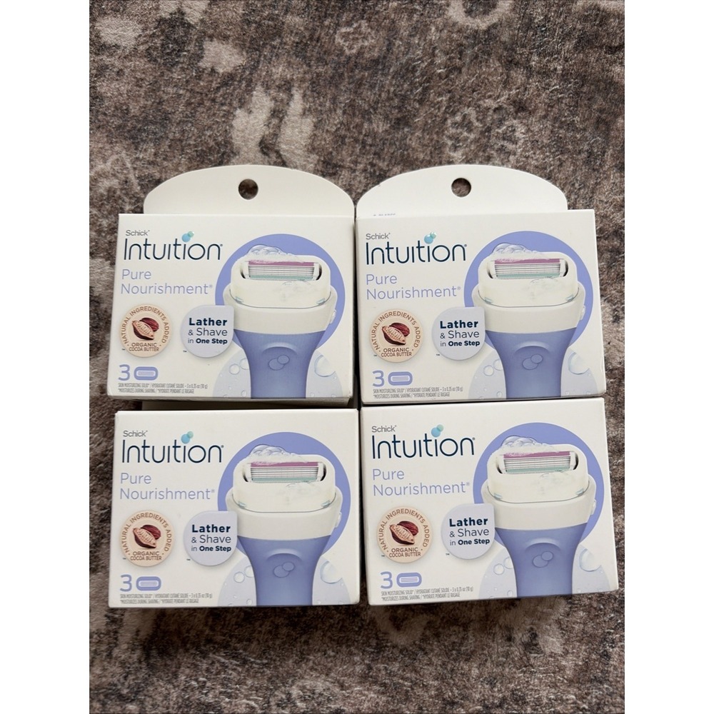 4 X Schick Intuition Pure Nourishment 4-Blade Razor Refill Blade Cartridge 3ct
